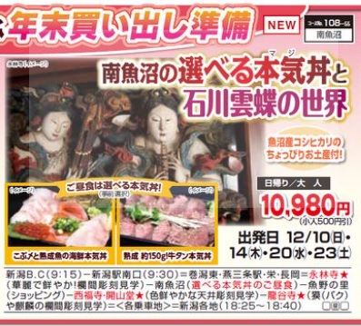 くれよん　南魚沼の選べる本気(ﾏｼﾞ)丼と石川雲蝶の世界　日帰り