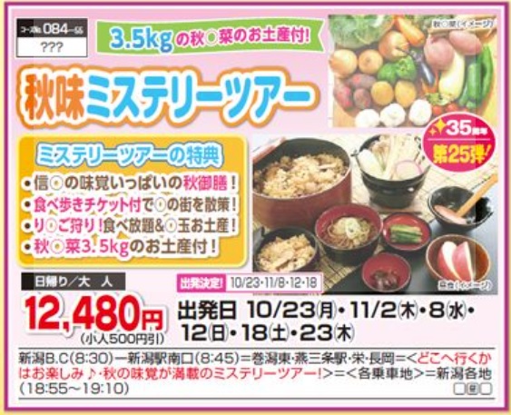 くれよん　紅葉の絶景ミステリーツアー　日帰り