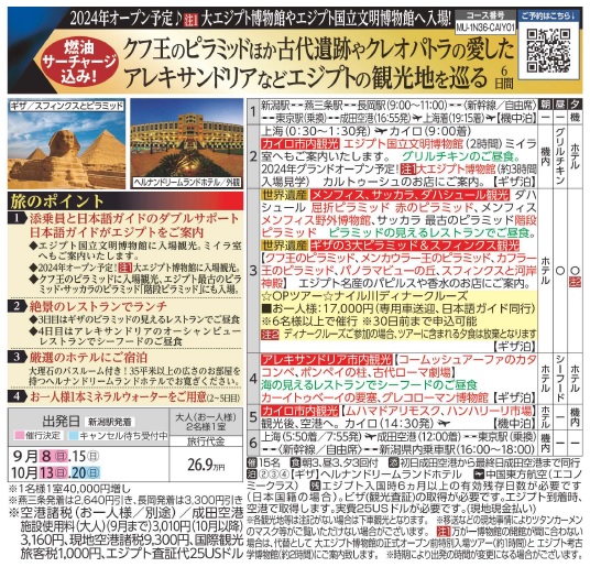 旅っくす【燃油サーチャージ込！成田発着・エジプト6日間】クフ王のピラミッドほか古代遺跡やクレオパトラの愛したアレキサンドリアなどエジプトの観光地を巡る6日間
