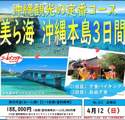 ゴールデンツアー 新潟空港発着 美ら海 沖縄本島3日間