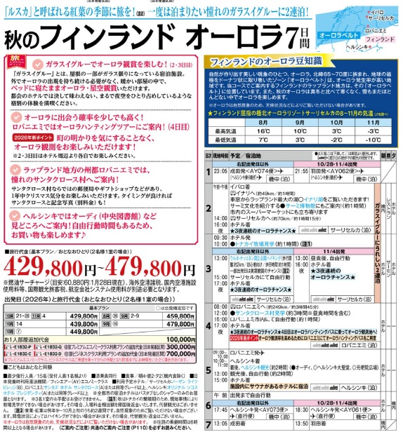 旅物語　秋のフィンランド　オーロラ7日間