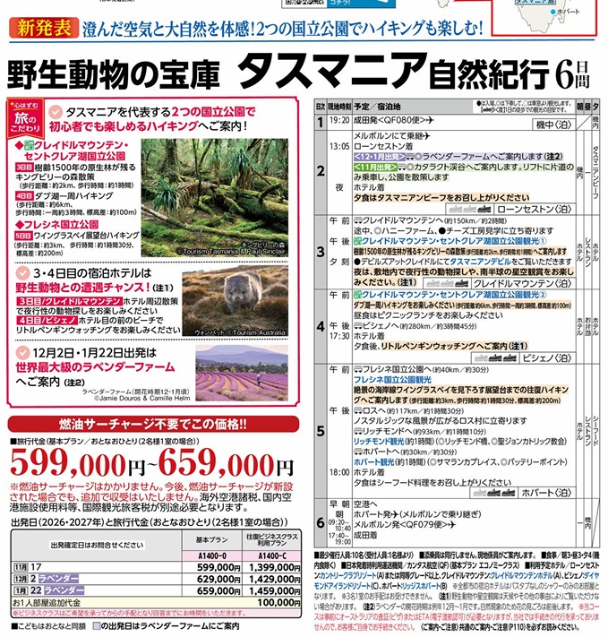 旅物語　野生動物の宝庫　タスマニア　自然紀行6日間