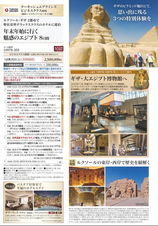 クラブツーリズムロイヤル【10978】年末年始に行く魅惑のエジプト8日間